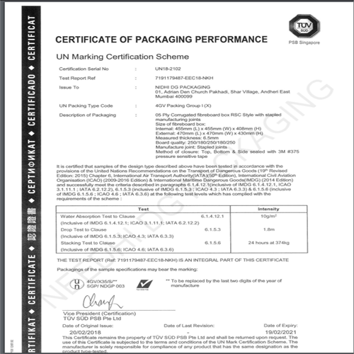UN X-35 Certificate