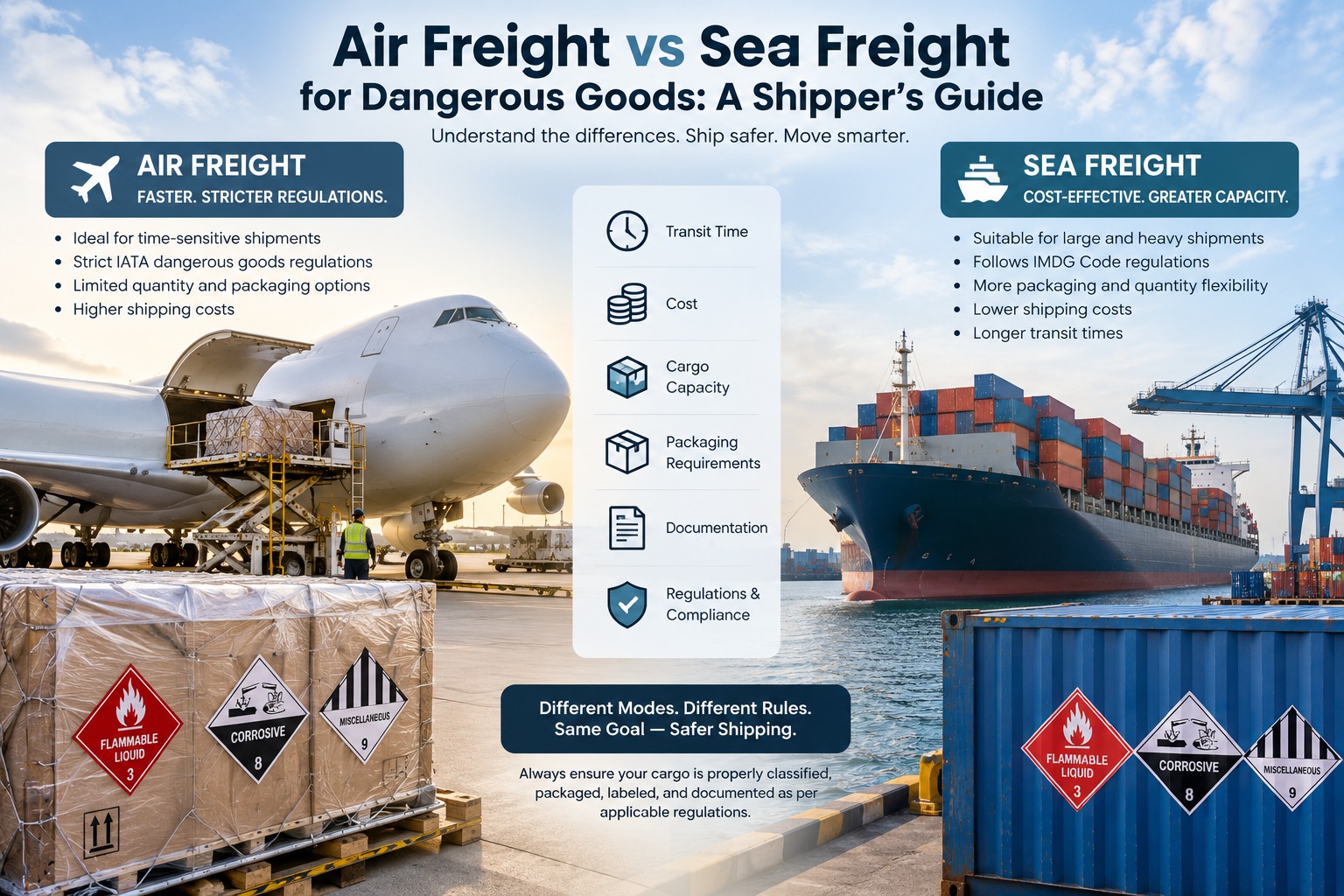 Air Freight vs Sea Freight for Dangerous Goods: A Shipper's Guide