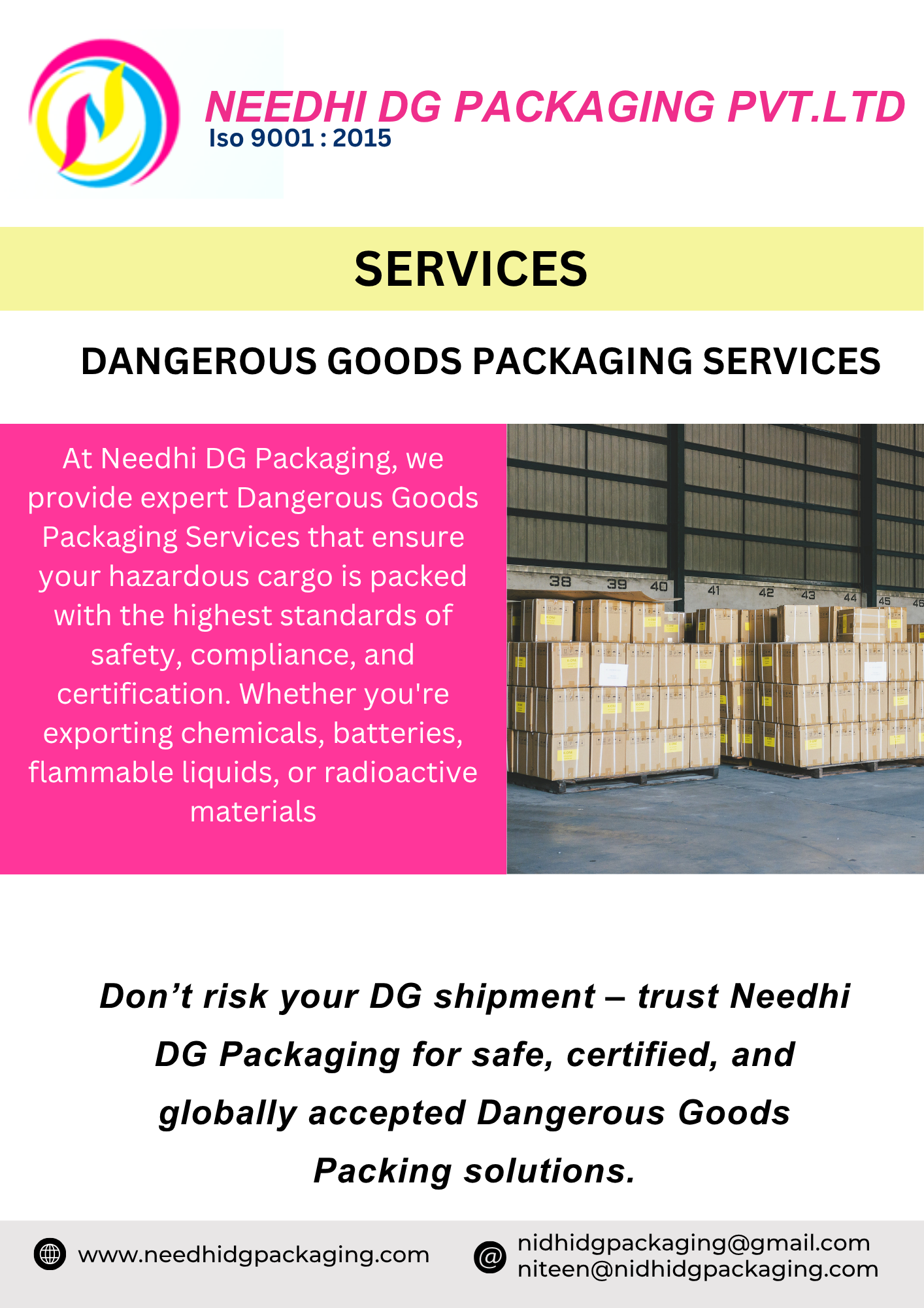DANGEROUS GOODS PACKAGING SERVICES 